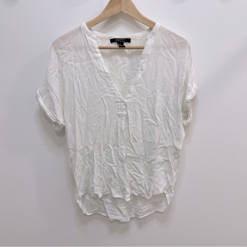 Forever 21 white v neck blouse
